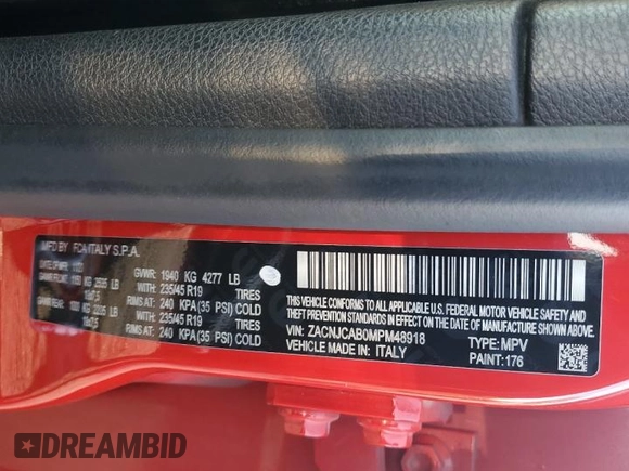2021 Jeep Renegade Jeepster with VIN ZACNJCAB0MPM48918, listed as a Copart auction lot 42446405 with 53,186 mi miles and Salvage title. Bid and sale history available at DreamBid. Image 13.