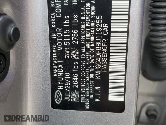 2011 Hyundai Genesis with VIN KMHGC4DF8BU119255, listed as a Copart auction lot 74862114 with 108,318 mi miles and Salvage Title. Bid and sale history available at carsss.com. Image 13.