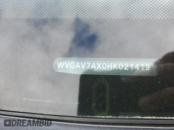 2017 Volkswagen Tiguan S with VIN WVGAV7AX0HK021419, listed as a Copart auction lot 51510935 with 97,084 mi miles and Salvage Title. Bid and sale history available at DreamBid. Image 14.
