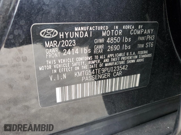 2023 Genesis G70 3.3T with VIN KMTG54TE9PU123542, listed as a Copart auction lot 78830254 with 23,782 mi miles and Salvage Title. Bid and sale history available at DreamBid. Image 14.