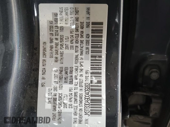 2013 Mazda CX-9 Grand Touring with VIN JM3TB3DA9D0409283, listed as a Copart auction lot 48118435 with 171,480 mi miles and Salvage Title. Bid and sale history available at carsss.com. Image 13.