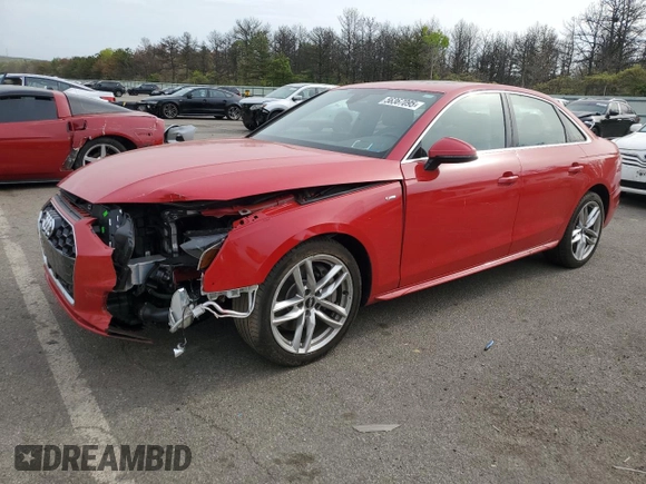 2020 Audi A4 Premium with VIN WAUDNAF40LN013144, listed as a Copart auction lot 56367095 with 22,424 mi miles and Salvage title. Bid and sale history available at DreamBid. Image 1.