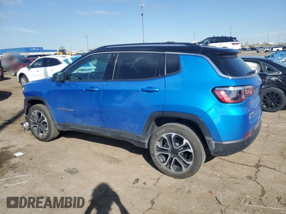 2022 Jeep Compass Limited with VIN 3C4NJDCB6NT102209, listed as a Copart auction lot 54700305 with 20,888 mi miles and Clean title. Bid and sale history available at DreamBid. Image 2.