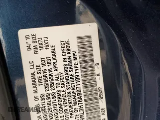 2010 Honda Odyssey EX-L z VIN 5FNRL3H76AB071109, wystawiony jako Copart lot #70342294 z przebiegiem 187 872 mil mil oraz Szkoda całkowita • Salvage title. Historia ofert i sprzedaży dostępna na DreamBid. Obrazek 14.