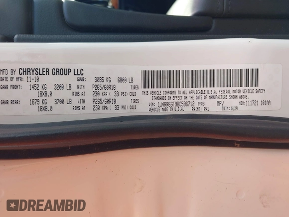 2011 Jeep Grand Cherokee Overland Summit with VIN 1J4RR6GT9BC586712, listed as a IAAI auction lot 42427655 with 157,549 mi miles and . Bid and sale history available at DreamBid. Image 9.