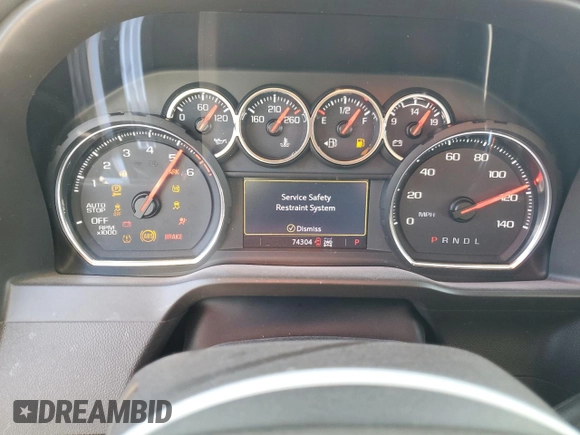 2020 Chevrolet Silverado 1500 LTZ with VIN 3GCUYGED1LG331510, listed as a Copart auction lot 45691385 with 74,304 mi miles and Salvage Title. Bid and sale history available at DreamBid. Image 9.