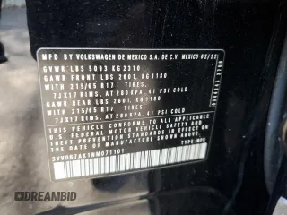 2022 Volkswagen Tiguan S z VIN 3VV0B7AX1NM071101, wystawiony jako Copart lot #52790005 z przebiegiem Nie podano mil oraz Szkody całkowita. Historia ofert i sprzedaży dostępna na DreamBid. Obrazek 13.