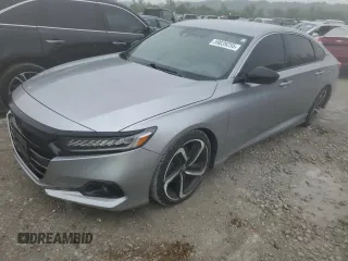 2021 Honda Accord Sport with VIN 1HGCV1F38MA035537, listed as a Copart auction lot 59039255 with 61,747 mi miles and Salvage title. Bid and sale history available at DreamBid. Image 1.