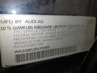 2015 Audi S4 Premium Plus with VIN WAUDGBFL0FA100965, listed as a Copart auction lot 47774185 with 112,002 mi miles and Salvage Title. Bid and sale history available at carsss.com. Image 12.