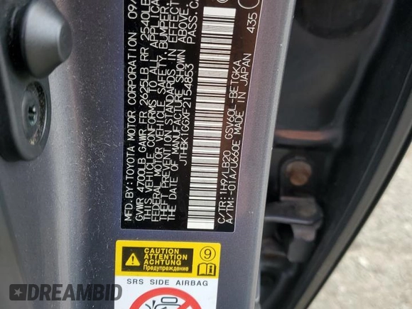 2015 Lexus ES 330 with VIN JTHBK1GGXF2154853, listed as a Copart auction lot 64828665 with 75,119 mi miles and Salvage title. Bid and sale history available at DreamBid. Image 12.
