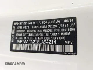 2014 Porsche Cayenne with VIN WP1AA2A21ELA94214, listed as a IAAI auction lot 42389334 with 114,276 mi miles and . Bid and sale history available at DreamBid. Image 9.