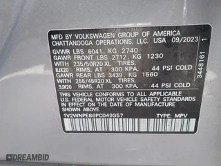 2023 Volkswagen ID.4 Pro S with VIN 1V2WNPE86PC049357, listed as a IAAI auction lot 41686002 with 14,705 mi miles. Bid and sale history available at carsss.com. Image 10.