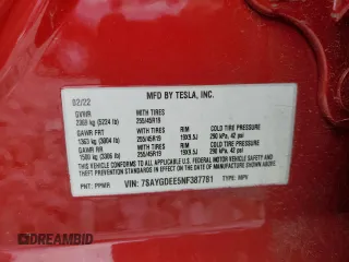 2022 Tesla Model Y Long Range z VIN 7SAYGDEE5NF387781, wystawiony jako Copart lot #50248215 z przebiegiem 24 173 mil mil oraz Szkoda całkowita • Salvage title. Historia ofert i sprzedaży dostępna na DreamBid. Obrazek 12.