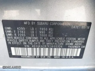 2019 Subaru Impreza Premium with VIN 4S3GKAC67K3605326, listed as a IAAI auction lot 41883752 with 52,891 mi miles. Bid and sale history available at carsss.com. Image 9.