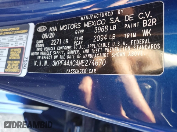 2021 Kia Forte GT with VIN 3KPF44AC4ME274670, listed as a Copart auction lot 47282745 with 31,868 mi miles and Salvage Title. Bid and sale history available at carsss.com. Image 13.