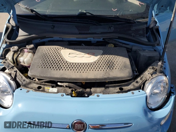 2017 FIAT 500e with VIN 3C3CFFGEXHT565603, listed as a Copart auction lot 61594175 with 57,428 mi miles and Salvage title. Bid and sale history available at DreamBid. Image 11.