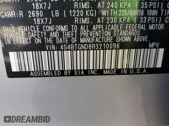 2024 Subaru Outback Limited XT with VIN 4S4BTGND8R3210096, listed as a Copart auction lot 71753074 with 3,564 mi miles and Salvage title. Bid and sale history available at DreamBid. Image 14.