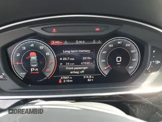 2019 Audi A8 with VIN WAU8DAF88KN016914, listed as a Copart auction lot 57621665 with 47,647 mi miles and Salvage title. Bid and sale history available at DreamBid. Image 9.