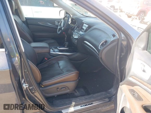2013 Infiniti JX35 with VIN 5N1AL0MM3DC343801, listed as a IAAI auction lot 41986430 with 117,476 mi miles. Bid and sale history available at carsss.com. Image 5.