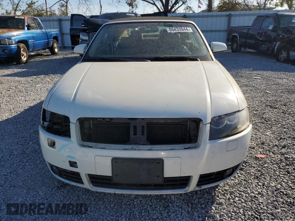 2005 Audi A4 1.8T with VIN WAUAC48H85K012628, listed as a Copart auction lot 86433944 with 162,745 mi miles and Salvage Title. Bid and sale history available at carsss.com. Image 5.