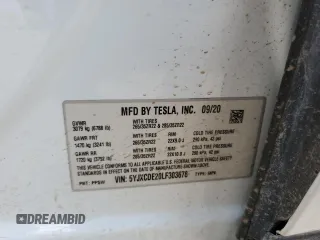 2020 Tesla Model X Long Range with VIN 5YJXCDE20LF303678, listed as a Copart auction lot 53026705 with Not Provided miles and Salvage Title. Bid and sale history available at carsss.com. Image 12.