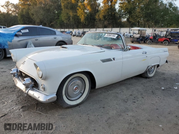 1955 Ford Thunderbird with VIN P5FH131649, listed as a Copart auction lot 78360154 with 35,746 mi miles and Salvage Title. Bid and sale history available at DreamBid. Image 1.