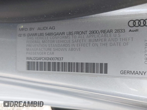 2016 Audi A7 Prestige z VIN WAU2GAFC6GN007637, wystawiony jako IAAI lot #42084141 z przebiegiem 131 213 mil mil oraz . Historia ofert i sprzedaży dostępna na DreamBid. Obrazek 9.