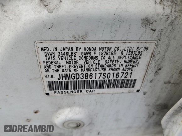 2007 Honda Fit Sport with VIN JHMGD38617S016721, listed as a Copart auction lot 53240505 with 238,523 mi miles and Clean Title. Bid and sale history available at carsss.com. Image 12.