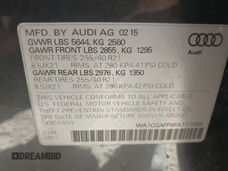 2015 Audi SQ5 Premium Plus with VIN WA1CGAFP8FA111069, listed as a IAAI auction lot 41155312 with 148,888 mi miles. Bid and sale history available at carsss.com. Image 9.
