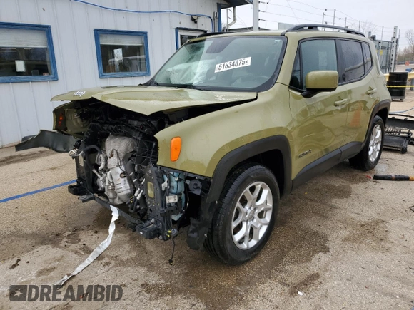 2015 Jeep Renegade Latitude with VIN ZACCJABTXFPB82218, listed as a Copart auction lot 51634875 with 185,757 mi miles and Salvage Title. Bid and sale history available at carsss.com. Image 1.