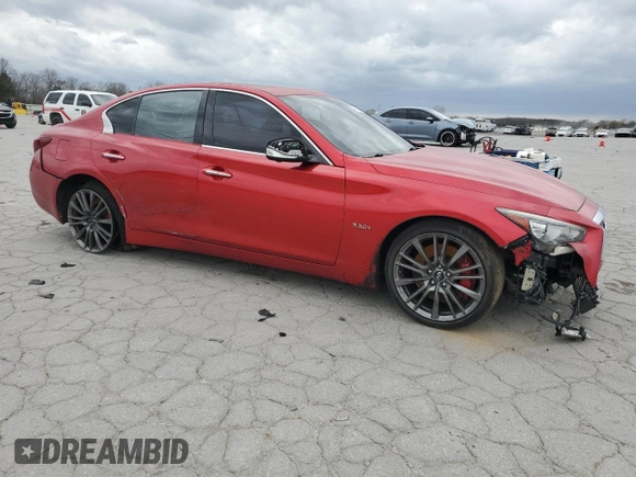 2018 Infiniti Q50 Red Sport 400 with VIN JN1FV7AP5JM460848, listed as a Copart auction lot 49785355 with 88,963 mi miles and Clean Title. Bid and sale history available at carsss.com. Image 4.