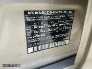 2001 Mercedes-Benz M-Class with VIN 4JGAB54E01A232428, listed as a Copart auction lot 48824905 with 280,933 mi miles and Salvage Title. Bid and sale history available at carsss.com. Image 13.