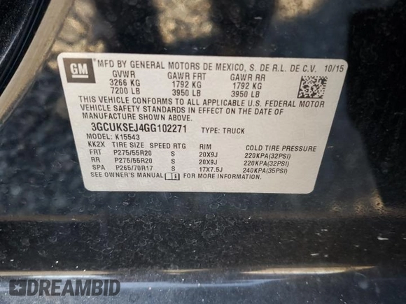 2016 Chevrolet Silverado 1500 LTZ with VIN 3GCUKSEJ4GG102271, listed as a Copart auction lot 76191744 with Not Provided miles and Salvage Title. Bid and sale history available at DreamBid. Image 13.