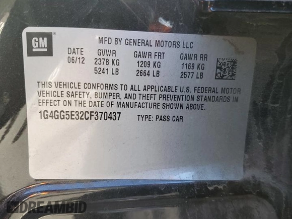 2012 Buick LaCrosse Premium 2 z VIN 1G4GG5E32CF370437, wystawiony jako Copart lot #80486164 z przebiegiem 116 758 mil mil oraz Szkoda całkowita • Salvage title. Historia ofert i sprzedaży dostępna na DreamBid. Obrazek 14.