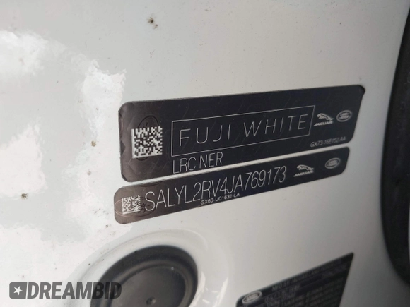 2018 Land Rover Range Rover Velar R-Dynamic SE with VIN SALYL2RV4JA769173, listed as a IAAI auction lot 40775417 with 63,864 mi miles and . Bid and sale history available at DreamBid. Image 9.