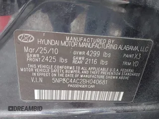 2011 Hyundai Sonata Limited with VIN 5NPEC4AC2BH040681, listed as a IAAI auction lot 42064785 with 270,773 mi miles and . Bid and sale history available at DreamBid. Image 9.