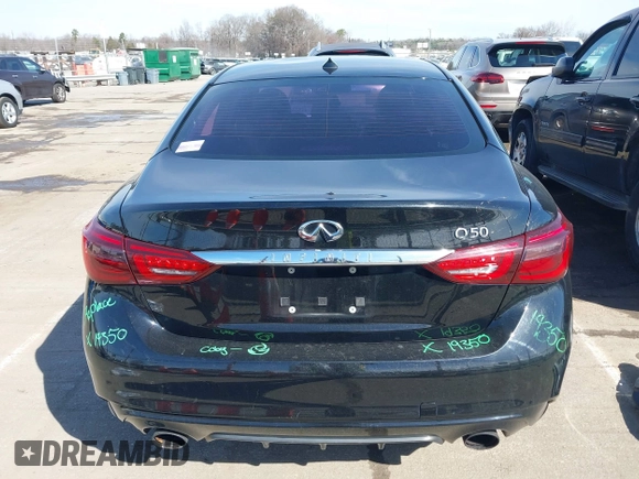 2018 Infiniti Q50 Luxe with VIN JN1EV7AP6JM592321, listed as a IAAI auction lot 41566556 with 109,545 mi miles and . Bid and sale history available at DreamBid. Image 16.