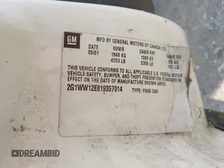 2001 Chevrolet Monte Carlo LS с VIN 2G1WW12E819357014, выставлен на аукционе IAAI как лот 42401560 с пробегом 162 485 миль миль и . История ставок и продаж доступна на DreamBid. Изображение 9.