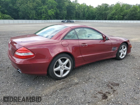 2007 Mercedes-Benz SL 550 with VIN WDBSK71F47F125314, listed as a Copart auction lot 60307285 with 53,051 mi miles and Salvage title. Bid and sale history available at DreamBid. Image 3.
