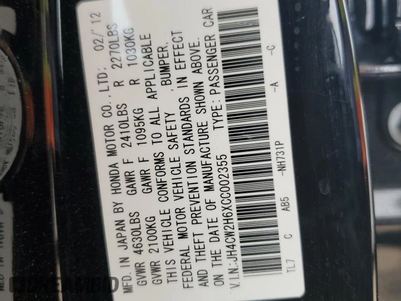 2012 Acura TSX Technology z VIN JH4CW2H6XCC002355, wystawiony jako Copart lot #50809495 z przebiegiem 174 363 mil mil oraz Szkoda całkowita • Salvage title. Historia ofert i sprzedaży dostępna na DreamBid. Obrazek 13.