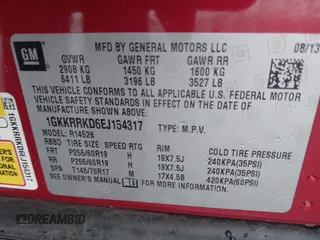 2014 GMC Acadia SLT with VIN 1GKKRRKD6EJ154317, listed as a IAAI auction lot 42104883 with 182,325 mi miles. Bid and sale history available at carsss.com. Image 9.