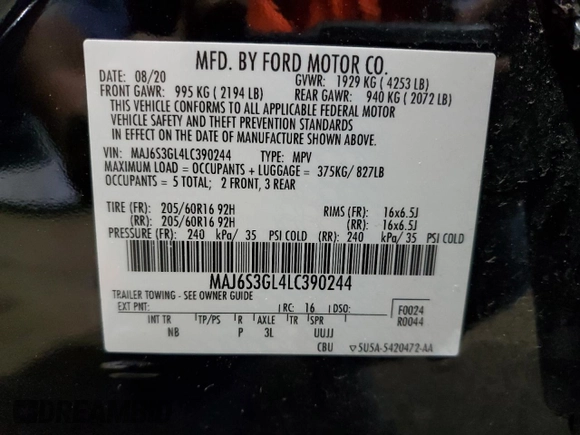 2020 Ford EcoSport SE with VIN MAJ6S3GL4LC390244, listed as a Copart auction lot 51019715 with 23,624 mi miles and Salvage Title. Bid and sale history available at carsss.com. Image 15.