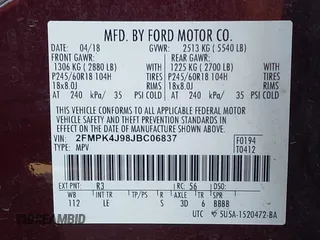 2018 Ford Edge SEL with VIN 2FMPK4J98JBC06837, listed as a IAAI auction lot 41570538 with 117,839 mi miles. Bid and sale history available at carsss.com. Image 9.