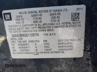 2012 Chevrolet Equinox LS with VIN 2GNALBEK2C1128774, listed as a IAAI auction lot 41879618 with Not Provided miles and . Bid and sale history available at DreamBid. Image 9.