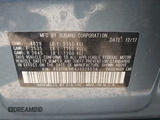 2018 Subaru Legacy Limited with VIN 4S3BNEN64J3025519, listed as a IAAI auction lot 41265966 with 70,326 mi miles. Bid and sale history available at carsss.com. Image 9.