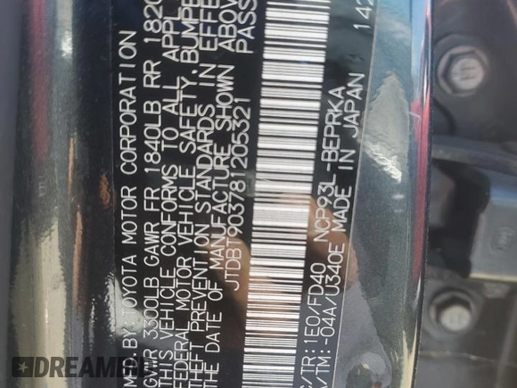 2008 Toyota Yaris z VIN JTDBT903781205321, wystawiony jako Copart lot #58863655 z przebiegiem 103 584 mil mil oraz Szkoda całkowita • Salvage title. Historia ofert i sprzedaży dostępna na DreamBid. Obrazek 12.