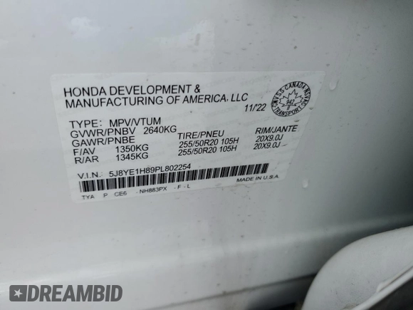2023 Acura MDX Advance с VIN 5J8YE1H89PL802254, выставлен на аукционе Copart как лот 45778015 с пробегом 46 739 миль миль и Списание • Salvage title. История ставок и продаж доступна на DreamBid. Изображение 13.