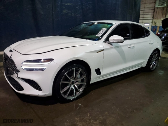 2025 Genesis G70 2.5T with VIN KMTG34SC1SU149793, listed as a Copart auction lot 52748955 with 8,848 mi miles and Clean Title. Bid and sale history available at carsss.com. Image 1.