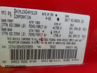 2003 Dodge 1500 ST z VIN 1D7HU18DX3S293859, wystawiony jako IAAI lot #41684118 z przebiegiem Nie podano mil oraz . Historia ofert i sprzedaży dostępna na DreamBid. Obrazek 9.