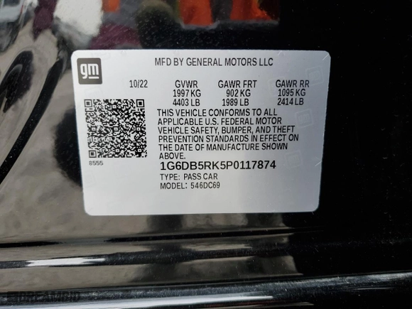 2023 Cadillac CT4 Premium Luxury with VIN 1G6DB5RK5P0117874, listed as a Copart auction lot 82998904 with 0 mi miles and Non Repairable. Bid and sale history available at carsss.com. Image 12.
